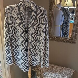 Chevron Patterned Alpaca Cardigan
